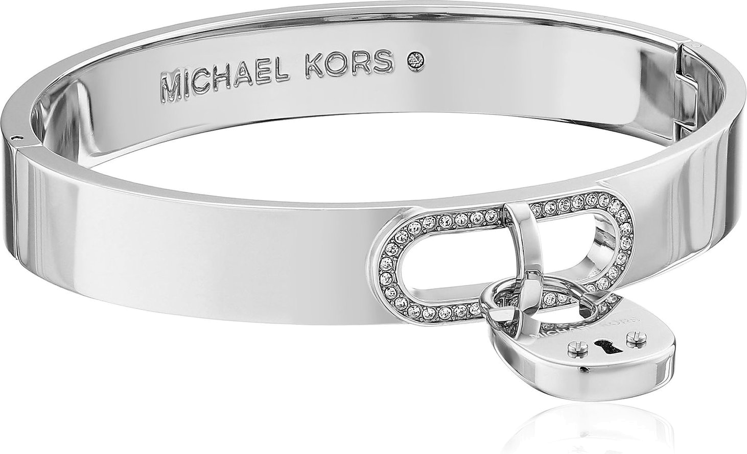 Michael Kors MKJ4611040 Crystal Silver-tone Padlock Bangle Women's ...