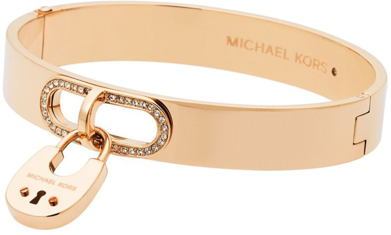 Michael Kors MKJ4610710 Crystal Gold-tone Padlock Bangle Women's Br...