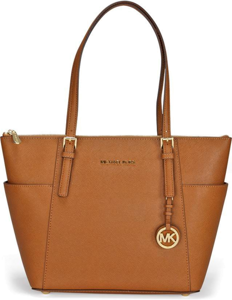 Chic Time | Sac à main Michael Kors Jet Set cuir saffiano marron | Prix : 250,00 €