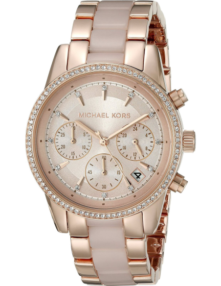 Chic Time | Watch Michael Kors Ritz MK6307 acetate bracelet and pink gold steel | Buy at best price