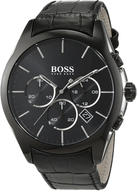 Chic Time | Men's watch Hugo Boss Onyx 1513367 Chronometer black leather strap | Buy at best price