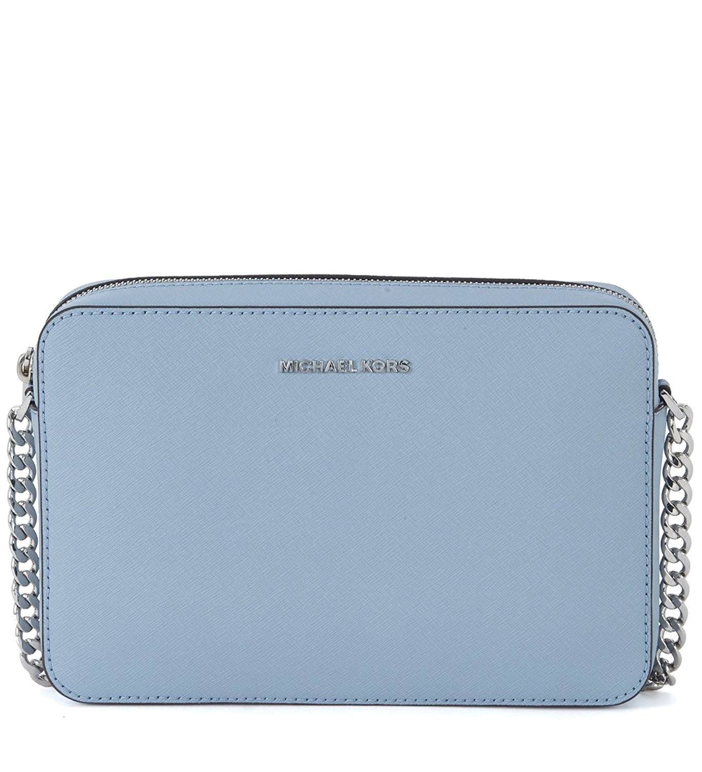 Sac à bandoulière Michael Kors Jet Set en cuir bleu clair Saffiano ... Sac à bandoulière Michael Kors Jet Set en cuir bleu clair Saffiano ...