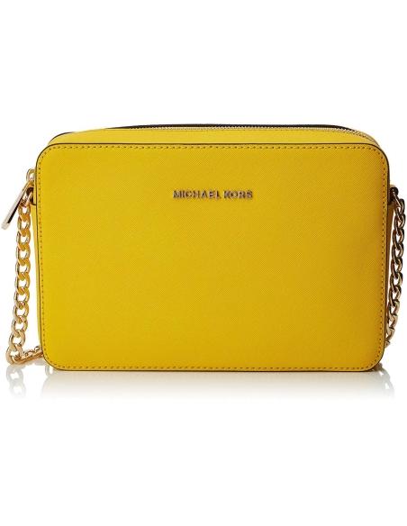 Chic Time | Sac à bandoulière Michael Kors Jet Set en cuir jaune Saffiano | Prix : 195,00 €