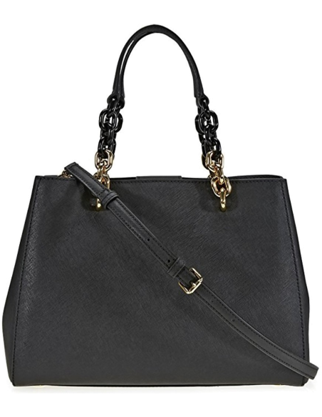 Chic Time | Sac à main Michael Kors Cynthia en cuir noir Saffiano | Buy at best price