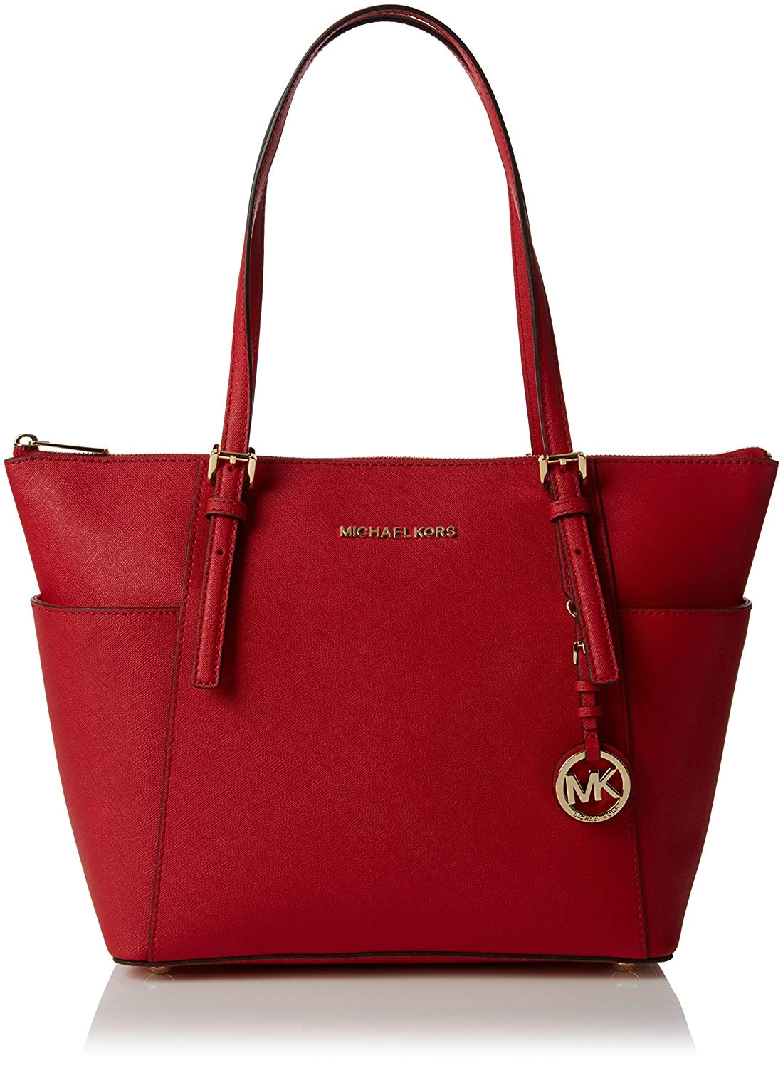 Sac à main Michael Kors Sac Jet Set en cuir Rouge saffiano à glissi