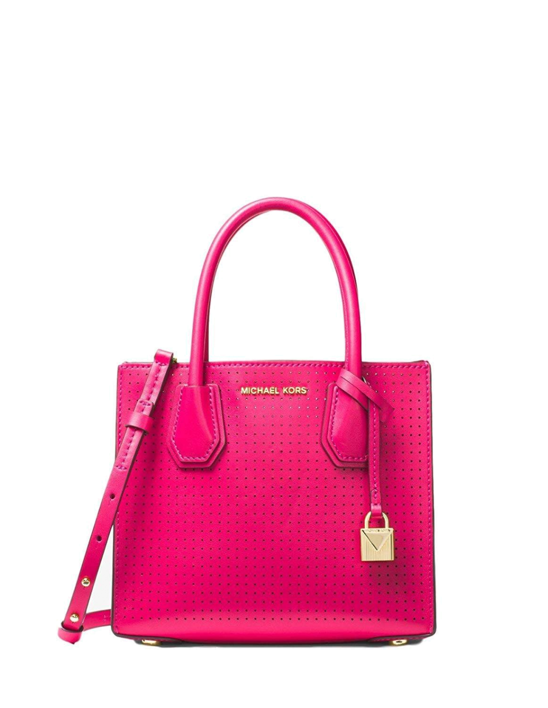 Sac à main Michael Kors Mercer en cuir perforé Rose at... Sac à main Michael Kors Mercer en cuir perforé Rose at...
