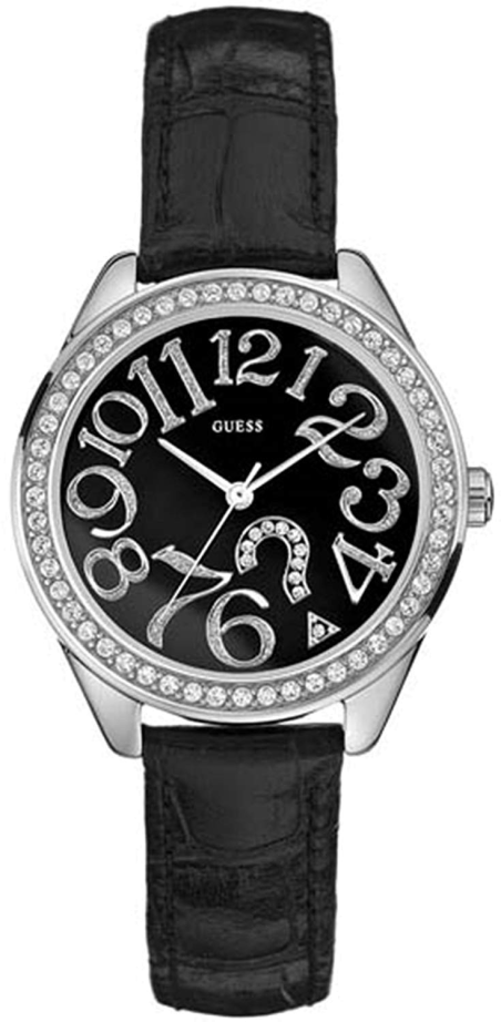 Chic Time | Montre Guess Femme Glitz G76030L Bracelet En Cuir Noir | Prix : 209,00 €