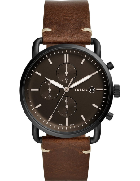 Chic Time | Montre Homme Fossil The Commuter FS5403 bracelet cuir marron | Prix : 118,30 €