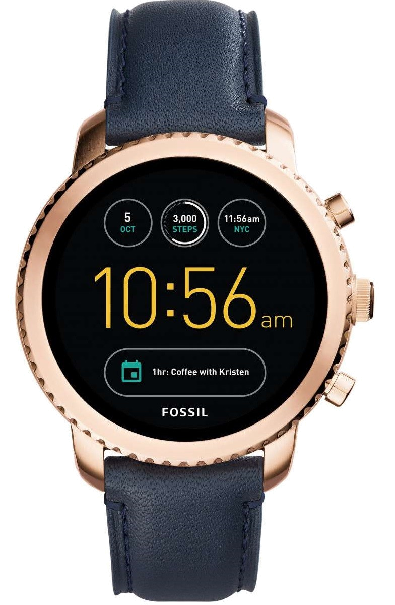 Montre Connectée Fossil Q Explorist FTW4002 Bracelet Cuir Noir