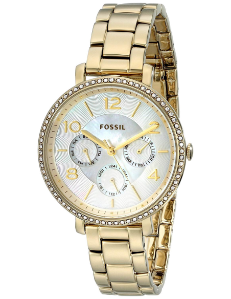 Chic Time | Fossil Women's Watch Jacqueline ES3756 Mother-of-pearl dial and gold-tone bezel with crystals | Buy at best price