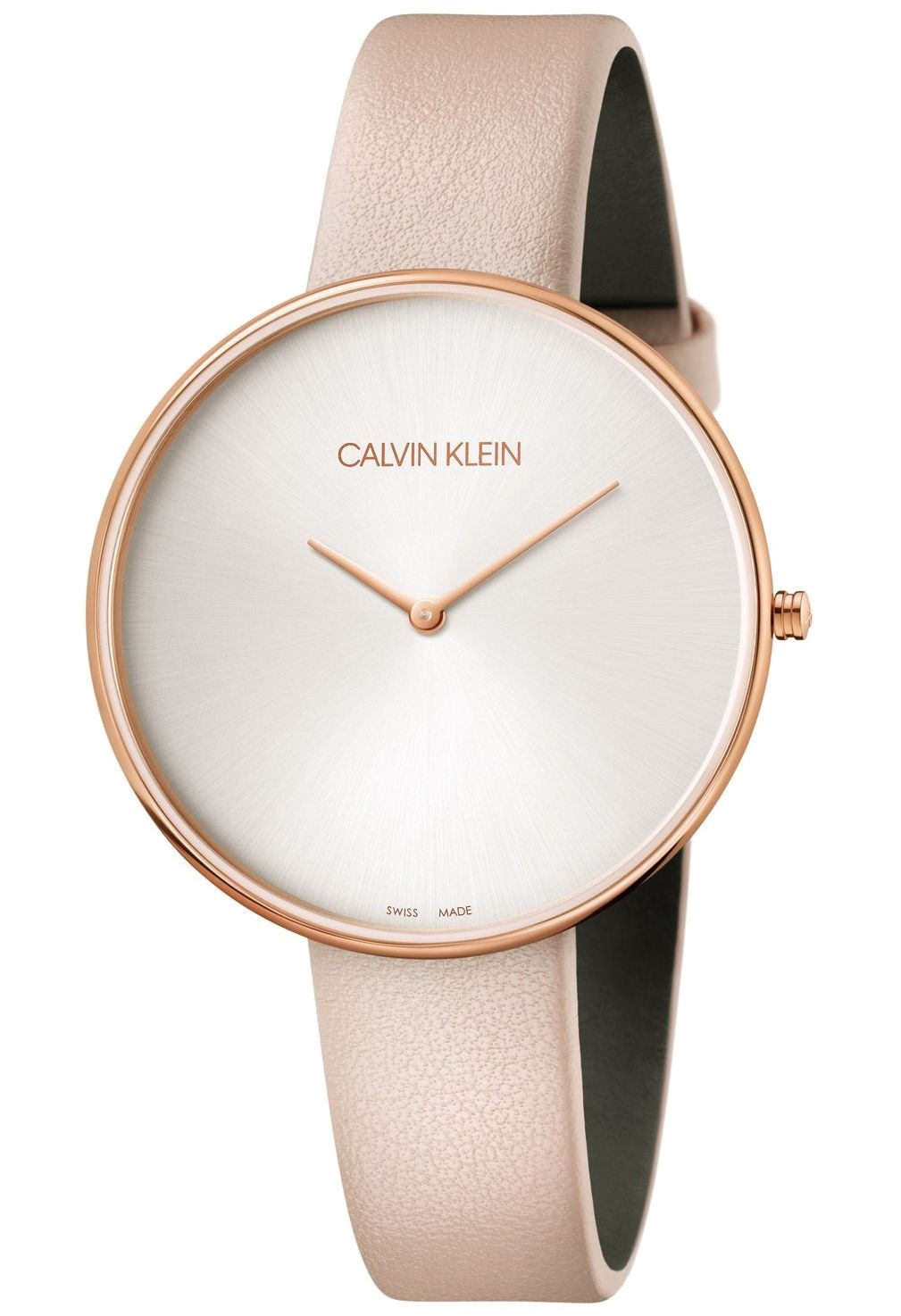 Calvin Klein Women's Watch Full Moon K8Y236Z6 pink leather strap at