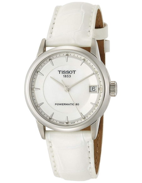 Chic Time | Montre Femme Tissot Luxury Automatic T0862071611100 - Bracelet Cuir Blanc | Prix : 739,99 €