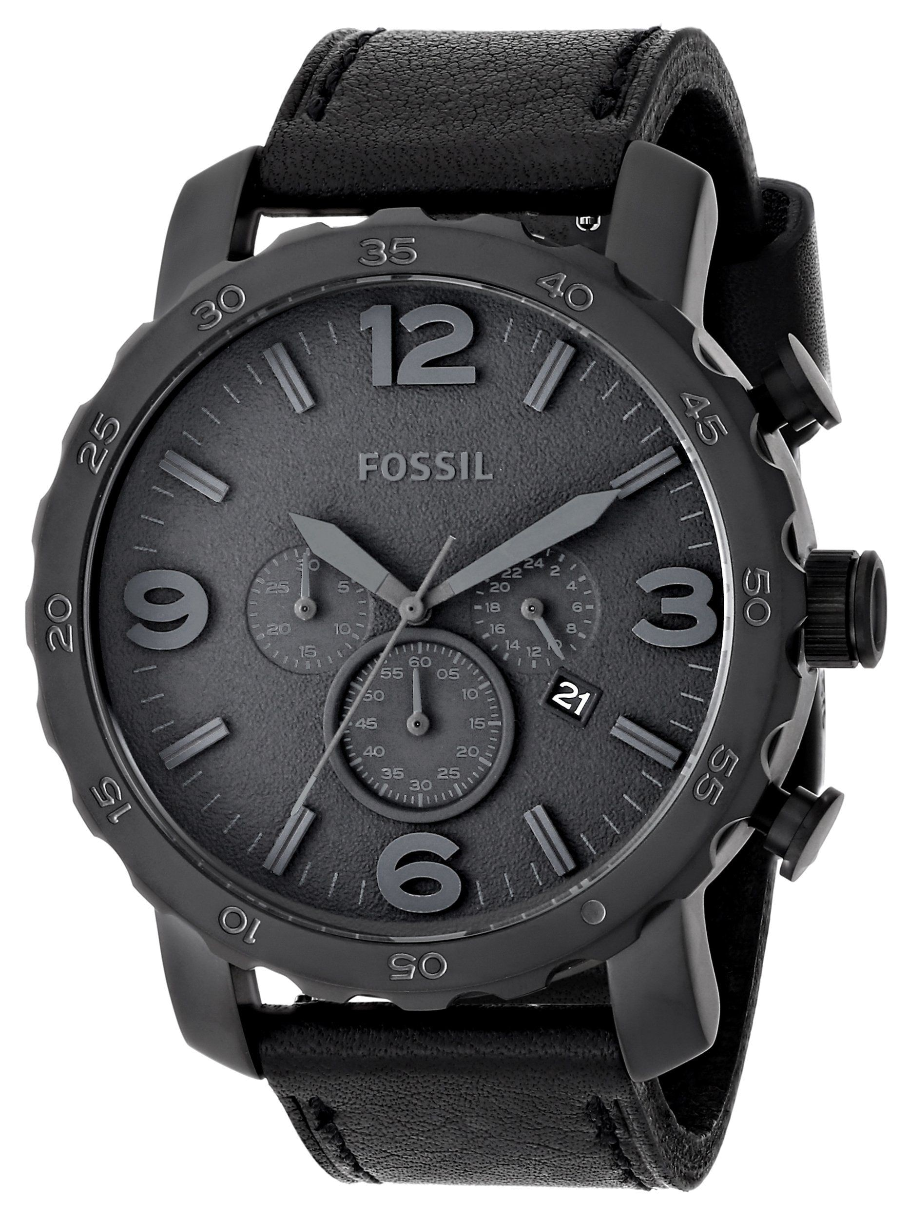 Fossil Fossil Nate JR1354 Black leather men's watch at 94,50 € ➤ Au...