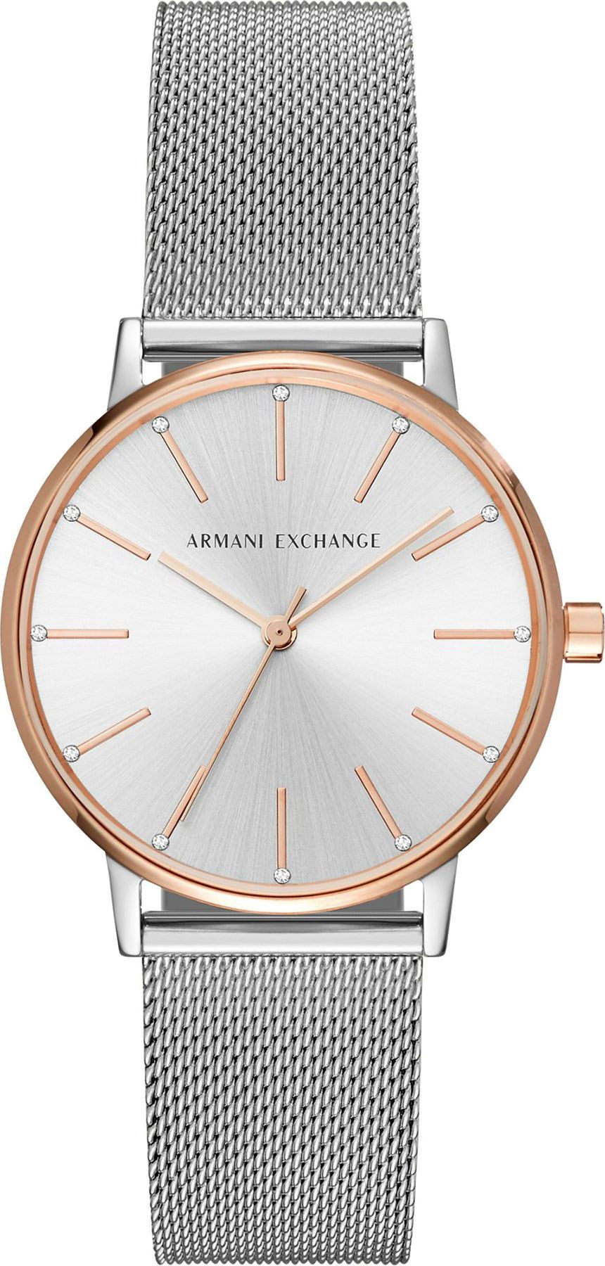 Armani exchange ladies silver and rose gold bracelet watch 2025
