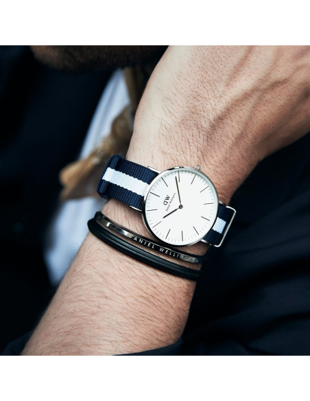 Chic Time | Montre Daniel Wellington Classic Glasgow DW00100004 Bracelet nato bleu et blanc | Prix : 159,00 €