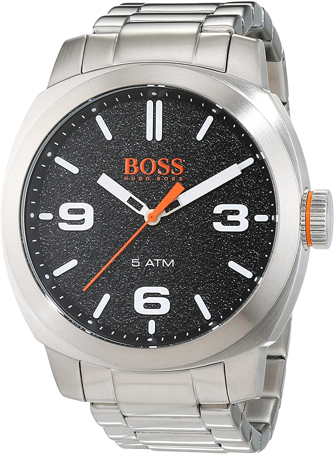 hugo boss mens watch black and orange