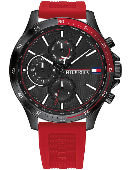 Chic Time | Montre Homme Tommy Hilfiger Bank 1791722 Bracelet silicone rouge | Prix : 160,30 €