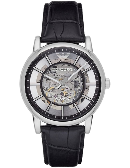 Chic Time | Emporio Armani Luigi Meccanico AR1981 Skeleton black leather watch | Buy at best price