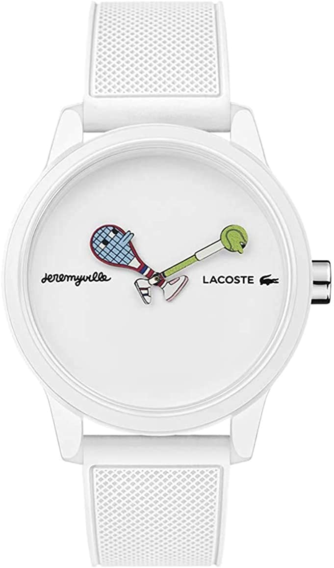 Montre Homme Lacoste 2011072 Bracelet Silicone Blanc Fond Blanc