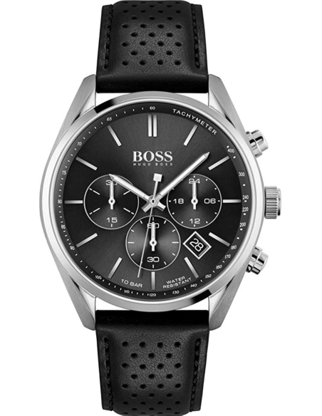Chic Time | Montre Hugo Boss Champion 1513816 bracelet cuir perforé noir | Prix : 251,30 €