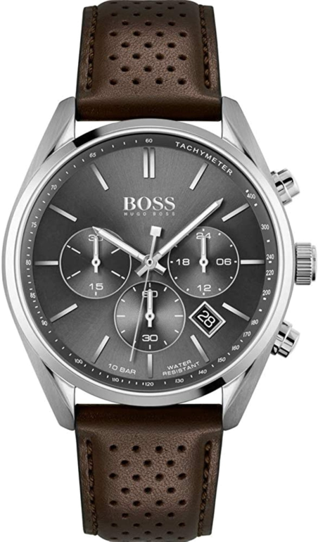 Chic Time | Men's watch Hugo Boss Champion 1513815 brown perforated leather strap | Buy at best price