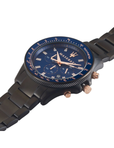 Chic Time | Montre Maserati Sfida R8873640001 chronomètre bleu détails or rose en acier noir | Prix : 239,20 € 2 Chic Time | Montre Maserati Sfida R8873640001 chronomètre bleu détails or rose en acier noir | Prix : 239,20 € 2