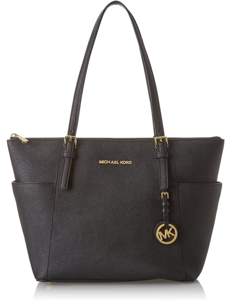 Chic Time | Sac à main Michael Kors Jet Set Saffiano cuir noir | Prix : 250,00 €