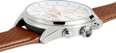 Hugo Boss Grand Prix 1513475 Brown Perforated Leather Strap Watch a