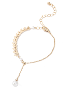 Chic Time | Bracelet épis de blé et perles Victoria Bradley en acier plaqué doré  | Prix : 34,50 €