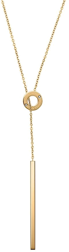 Michael Kors Lariat Necklace MKJ4681710 with 3D Dangle Bar in Gold