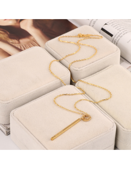 Chic Time | Collier Michael Kors Lariat MKJ4681710 avec barre pendante 3D en acier inoxydable doré | Prix : 89,40 €
