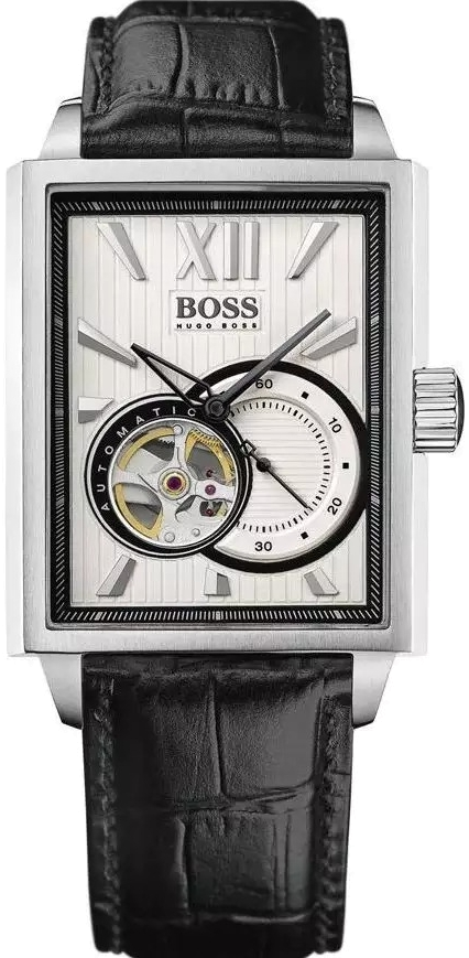 flod Barbermaskine Bliver værre Hugo Boss 1512504 automatic watch visible movement and crocodile le...