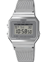 Chic Time | Montre retro Casio Collection Vintage A700WEM-7AEF affichage digital maille milanaise | Prix : 35,00 €