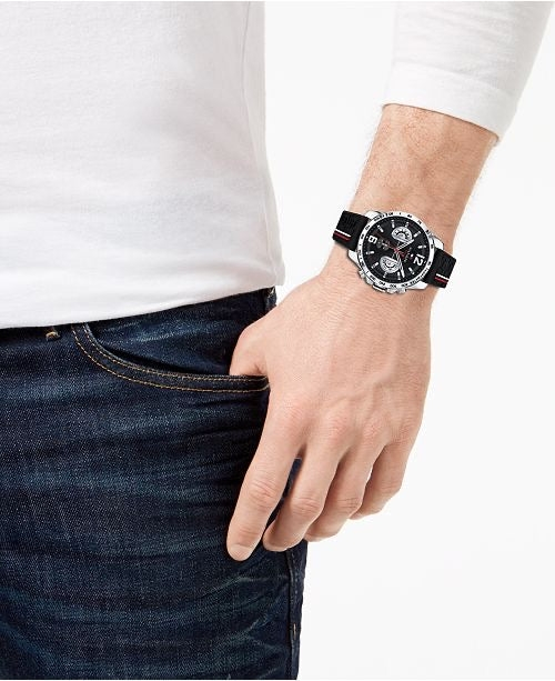 Tommy hilfiger watch deals men's black silicone strap