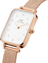 Chic Time | Montre Daniel Wellington Quadro Lumine Pressed Melrose DW00100527 Rectangulaire en maille or rose | Prix : 131,45 €