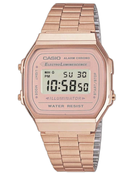 Chic Time | Casio Vintage Digitale A168WG-5DF golden watch with rose gold plated steel strap | Buy at best price