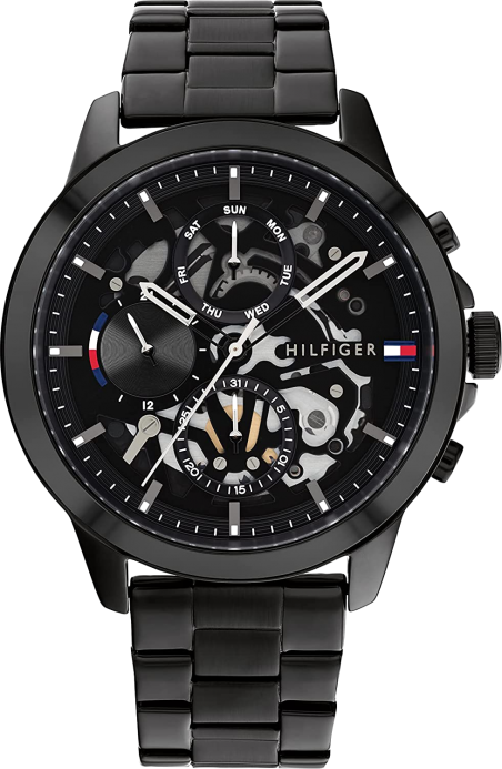Montre Homme Tommy Hilfiger Henry 1710478 noire cadran squelette