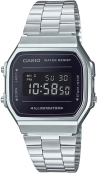 Chic Time | Montre Casio Collection Vintage A168WEM-1EF cadran noir digitale en métal gris | Prix : 35,00 €