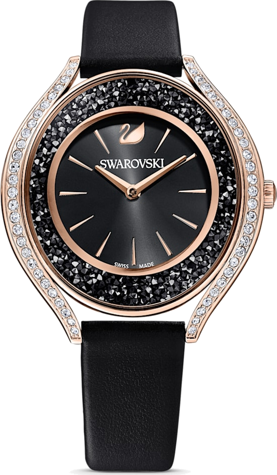 Swarovski Women's Watch Crystalline Aura 5558634 black leather stra...