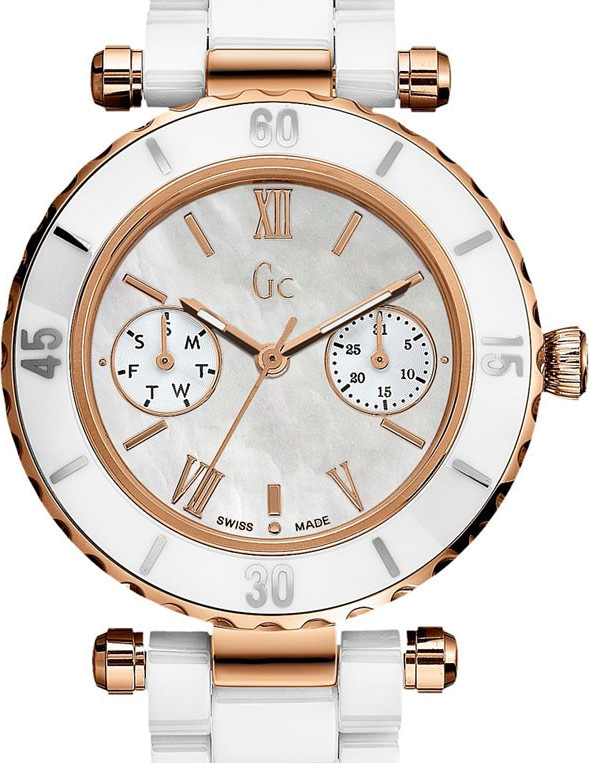 Montre Femme Guess Collection GC I42004L1 Montre En C ramique Blanc