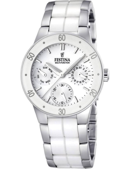 Chic Time | Montre Femme Festina Ceramic F16530/1 Multifonction Bracelet en céramique blanche | Prix : 39,75 €