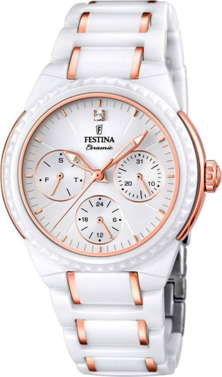 Chic Time | Montre Femme Festina Ceramic F16699/5 Bracelet en acier de couleur or rose et céramique blanche | Prix : 62,25 €