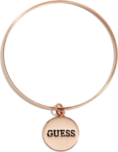 Chic Time | Guess bracelet in pink gold steel with round logo plate | Buy at best price Chic Time | Guess bracelet in pink gold steel with round logo plate | Buy at best price