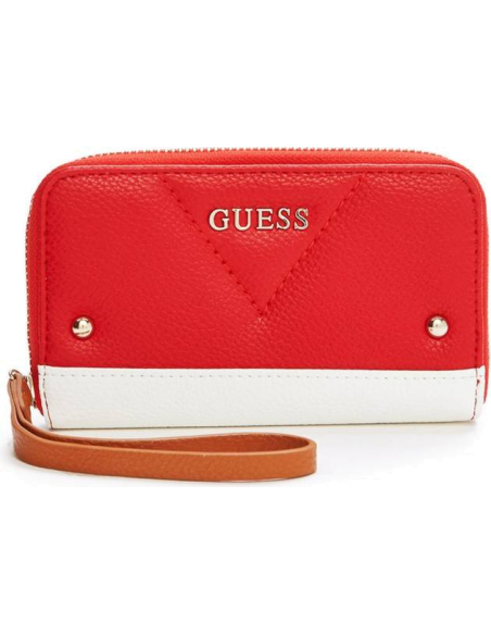 Chic Time | Pochette Guess reagan zip coloris rouge | Prix : 23,60 €